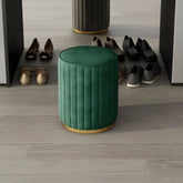 Velvet pouffe ottoman design with pouffe seat and footrest in mint green fabric